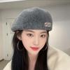 Women's Reversible Wool Beret - Warm Autumn/Winter Hat with Retro Style Logo