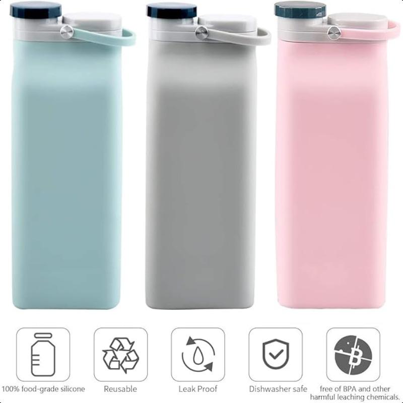 Collapsible water bottle, BPA-free - 20oz collapsible water bottle, travel and sports water bottle, triple leak-proof, lightweight.