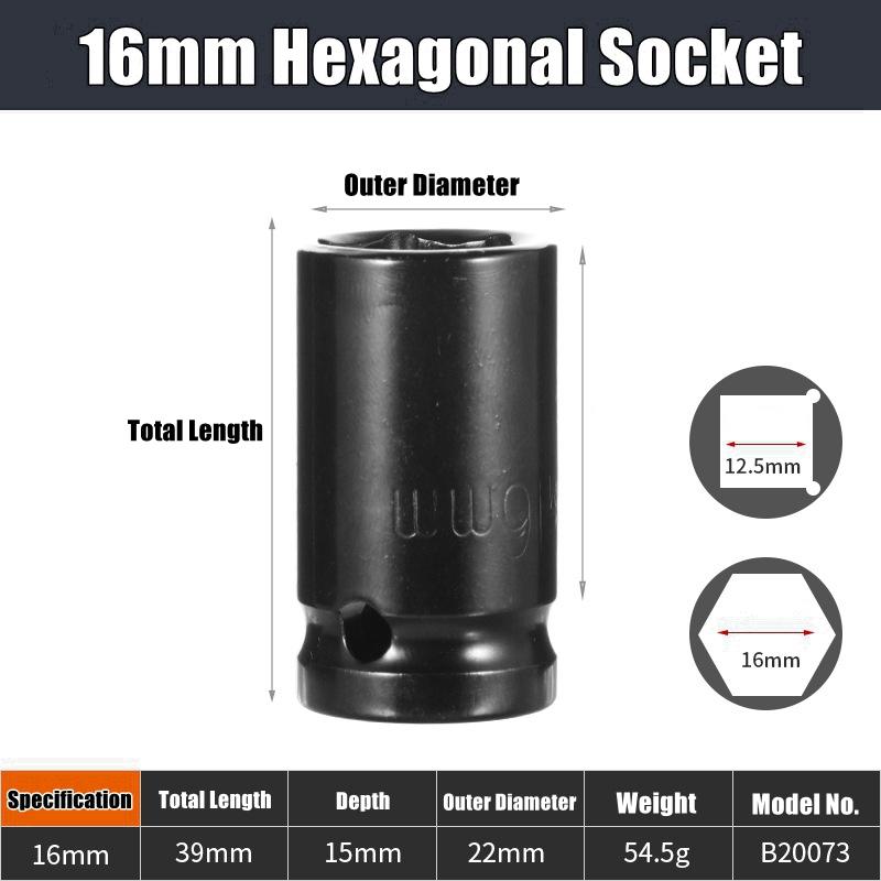 Набор глубоких ударных головок 1/2" Привод Метрический ключ Черная головка Глубокая ударная головка Пневматическая головка Инструменты для снятия шин