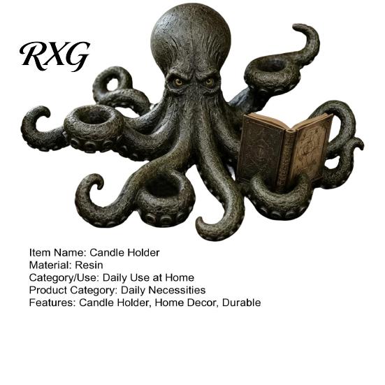 Decorative Pillar Candle Holder Octopus Holder, Durable Resin Halloween Sculpture, Dark Fantasy Gothic Retro Room Accessories Style Candlestick