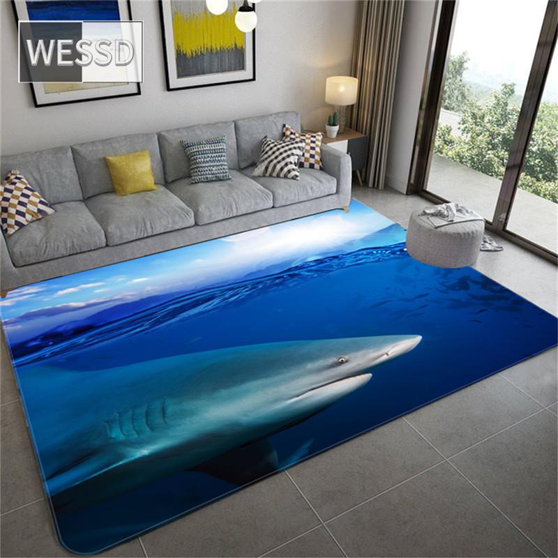 3D коврик с узором акулы для спальни, большой ковер с морскими животными, коврик для гостиной, материал из губки, ковер для комнаты, ковер для спальни для мальчиков
