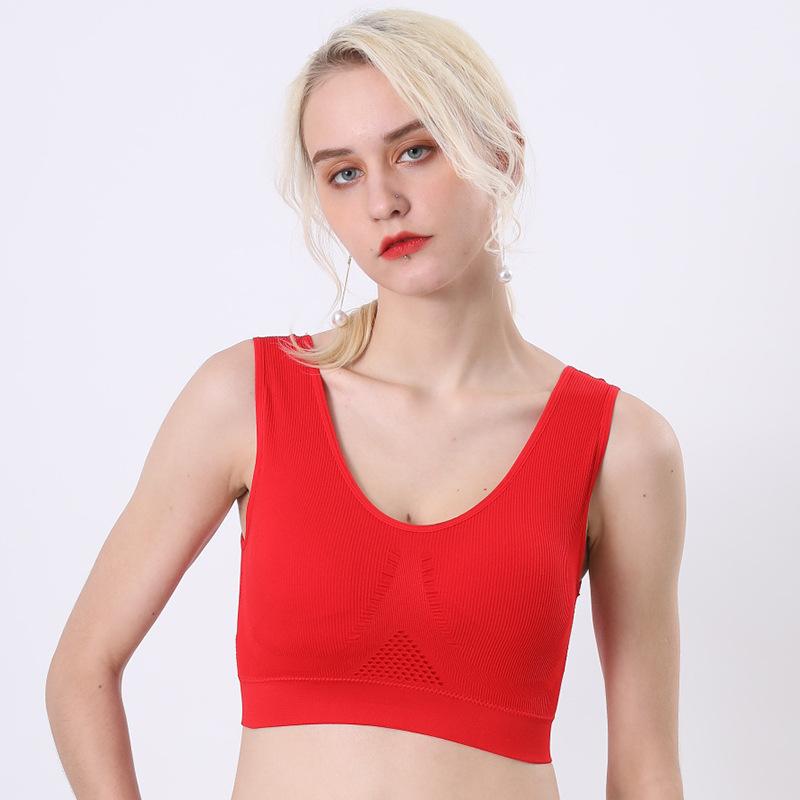 No steel ring vertical mesh large size underwear women's sports yoga fitness sleep bra vest type gathering underwear women