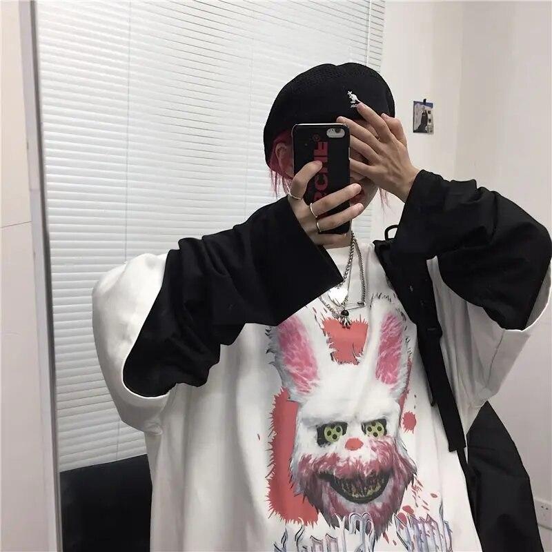 Осенняя женская одежда, футболка с длинным рукавом для женщин, уличная одежда, аниме, готический винтажный топ в стиле хип-хоп, свободная футболка большого размера Y2k