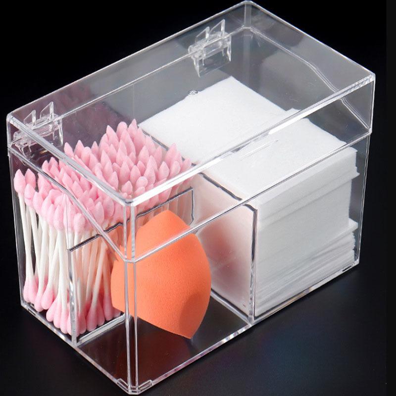 Acrylic Cotton Swab Storage Holder Box Portable Transparent Makeup Medicine Cotton Pad Cosmetic Container Jewelry Organizer Case