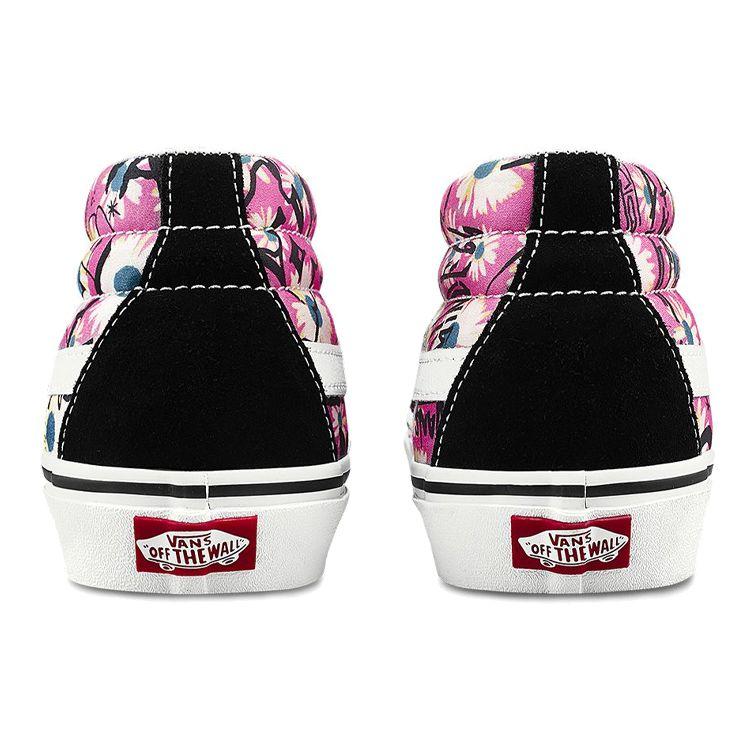 Vans Sk8 Floral Graffiti Canvas Retro Casual Mid-Top Skate Shoes Unisex Sneakers Black White Purple VN0A3WM31IY