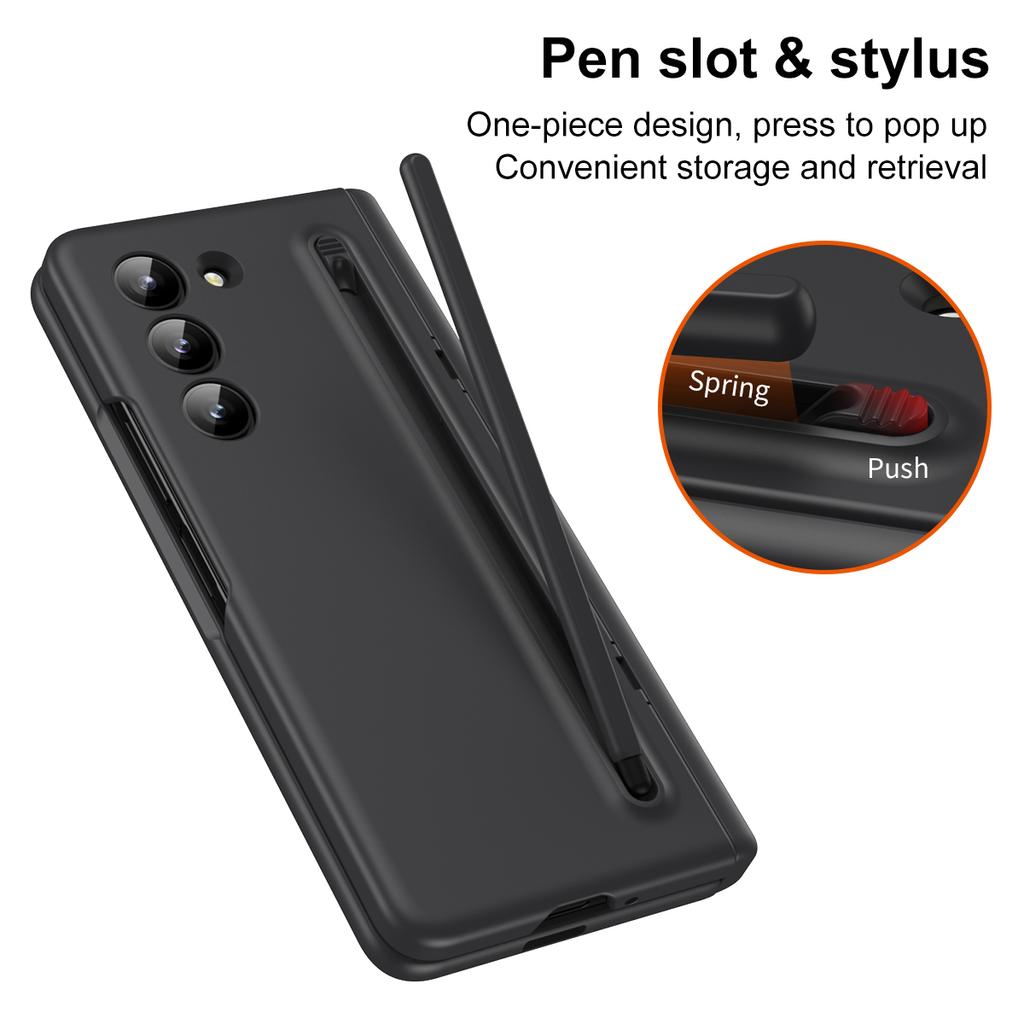 For Samsung Galaxy Z Fold5 5G Full Guard Case Hard PC Kickstand Phone Cover with Glass Film,Stylus