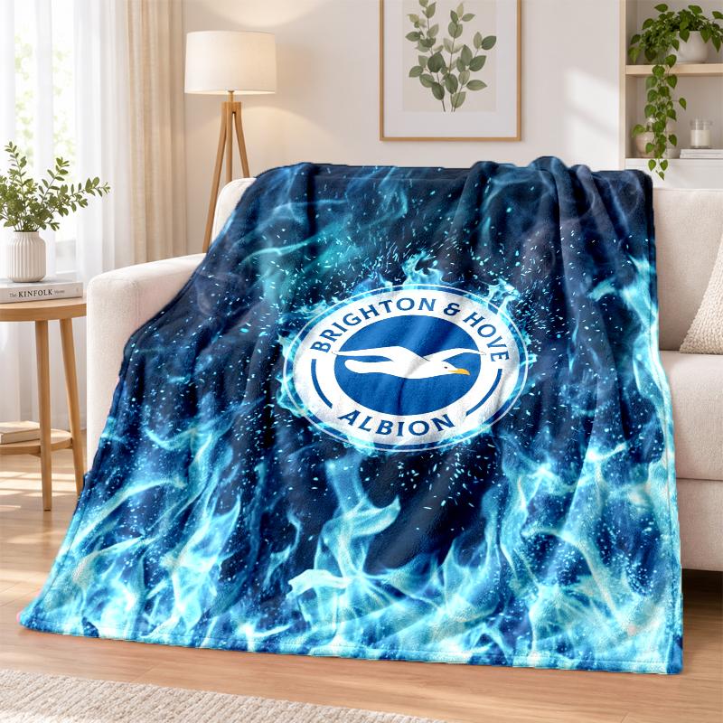 Brighton & Hove Albion Football Printed Flannel Blanket Warm Comfort Bed Throw For Indoor Home Decoration