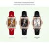 Женские часы SENO Retro Square Diamond с кожаным ремешком - Простой дизайн с кварцевым механизмом и бриллиантами.