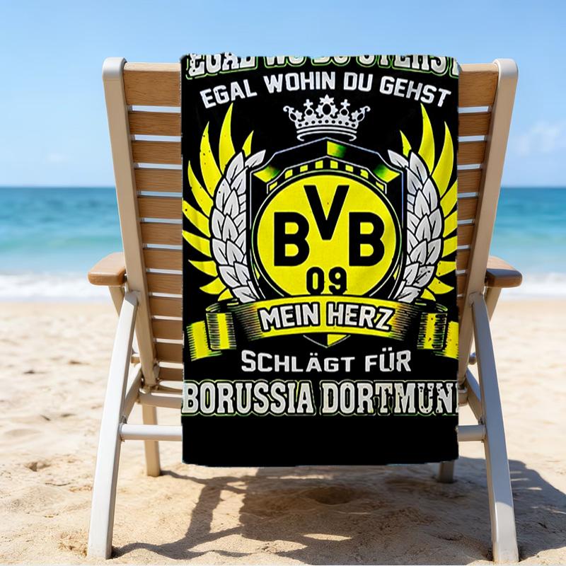 Пляжное полотенце с принтом дизайна футбольного мяча BVB, супермягкое из микрофибры, идеальный подарок на день рождения, для бассейна, пляжа, путешествий, для семьи и друзей