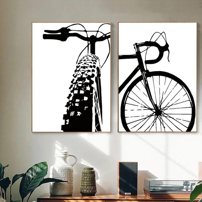 Творческое искусство Велоспорт Черный велосипед Картина на холсте Настенные картины Велосипедные принты и постеры Подарок Детская комната Домашний декор Без рамки