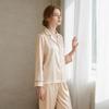 Womens 100% Mulberry Silk Pajama Set Luxury Loungewear Long Sleeve Pant