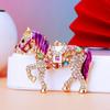 Sparkling Rhinestones Horse Pendant Key Chain Metal Hand Bag Pendant Horse Key Chain  New Year Gift