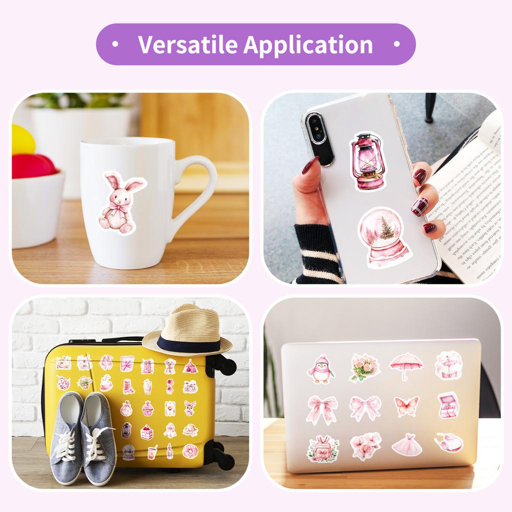 50 шт. Розовые эстетичные наклейки World, Высокоценные девчачьи наклейки для ведения дневника/украшения телефона и планшета
