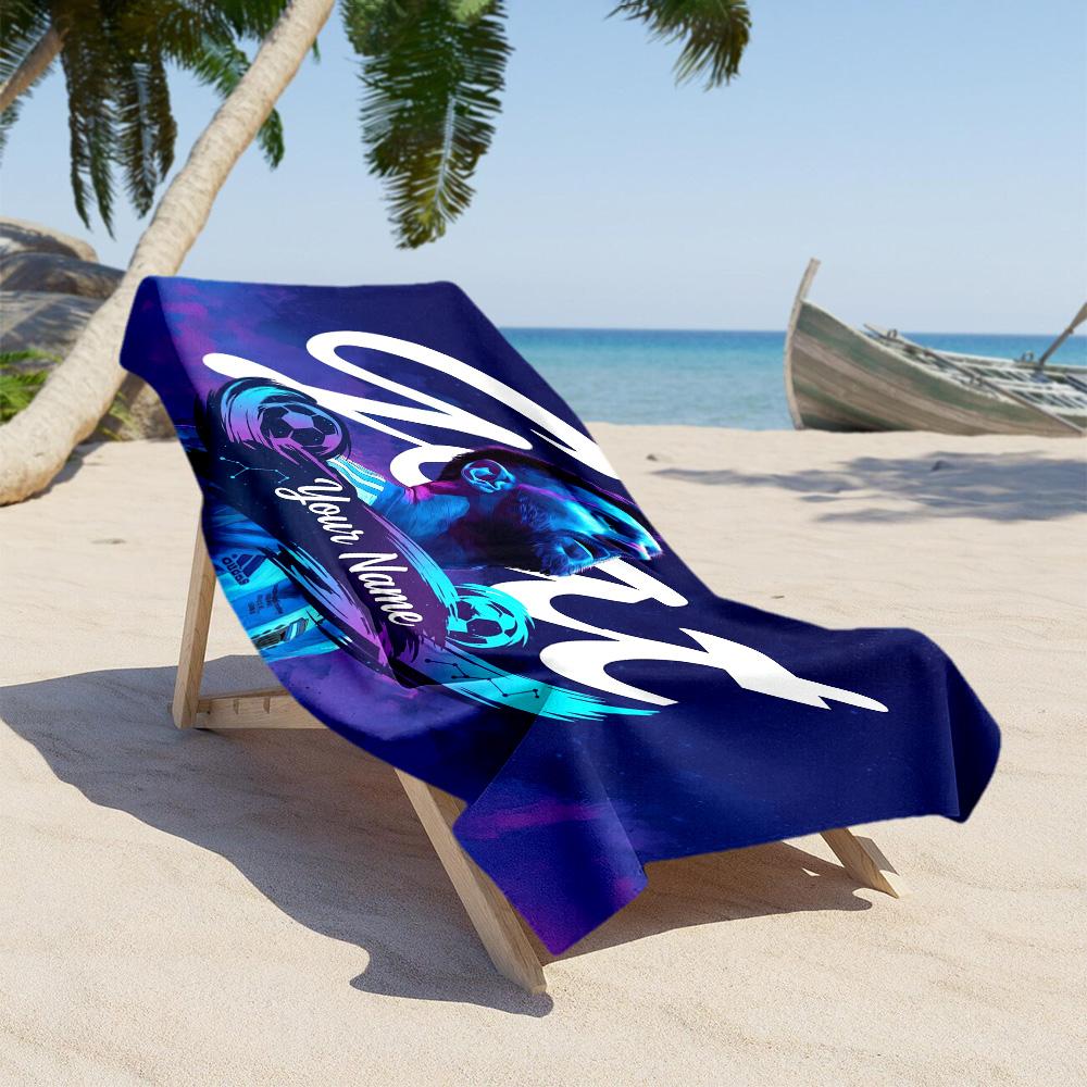 Football Messi Personalized Name Beach Towel Super Soft Microfiber Quickdry Fabric