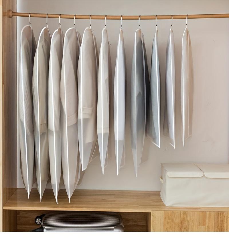 [Сверхпрочные чехлы для одежды] 5 шт. Сверхпрочные водонепроницаемые чехлы для одежды|Застегивающиеся на молнию протекторы для одежды, Подвесной органайзер для шкафа, Пыленепроницаемые и не мнущиеся, Без крючков