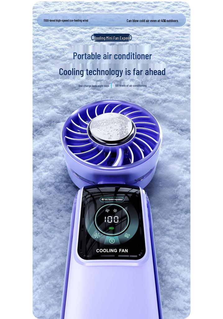 2026 Mini Handheld Fan: Portable, Folding, Neck-Worn with Digital Display & Semiconductor Cooling.