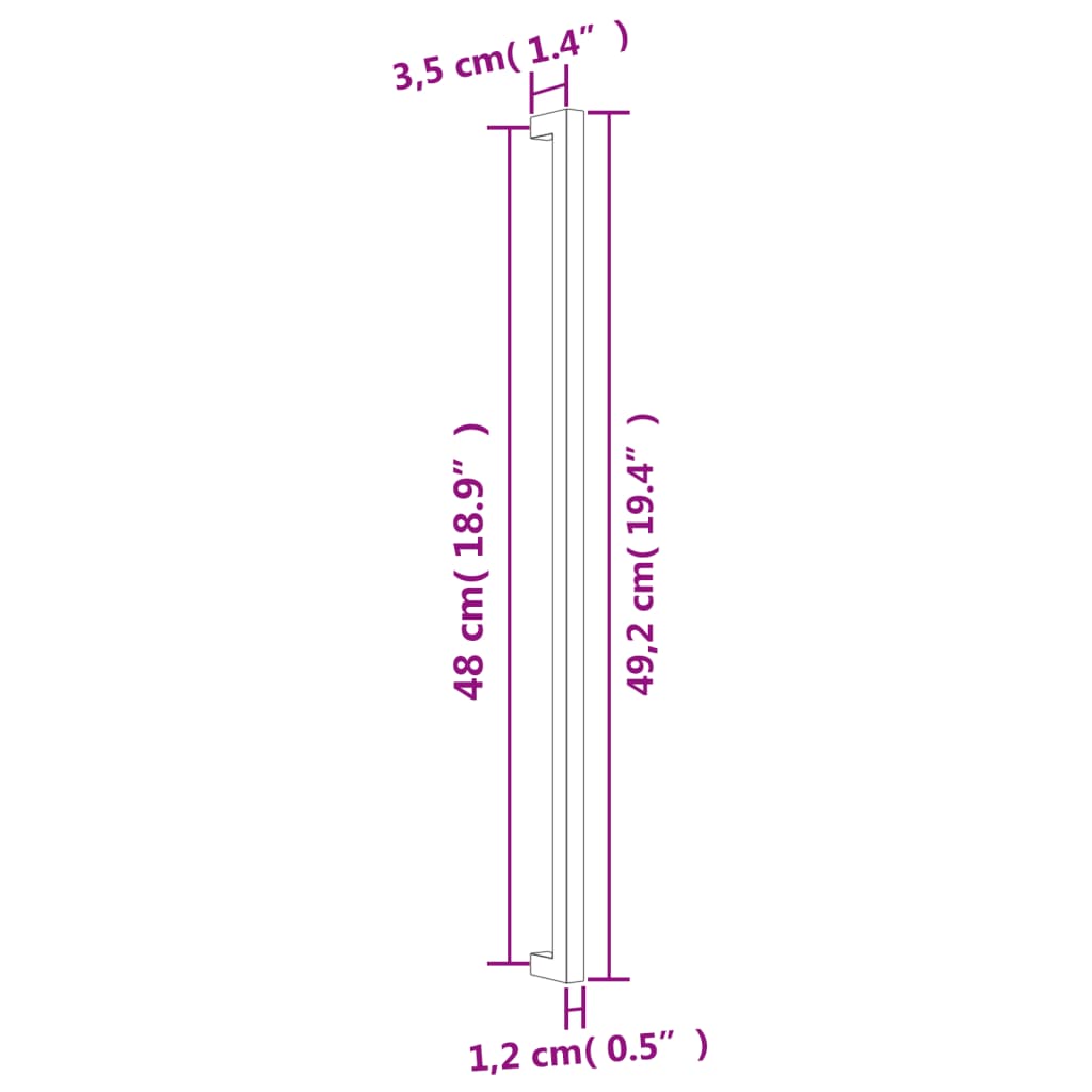 Vidaxl Uchwyty Do Szafek, 20 Szt., Czarne, 480 Mm, Stal Nierdzewna