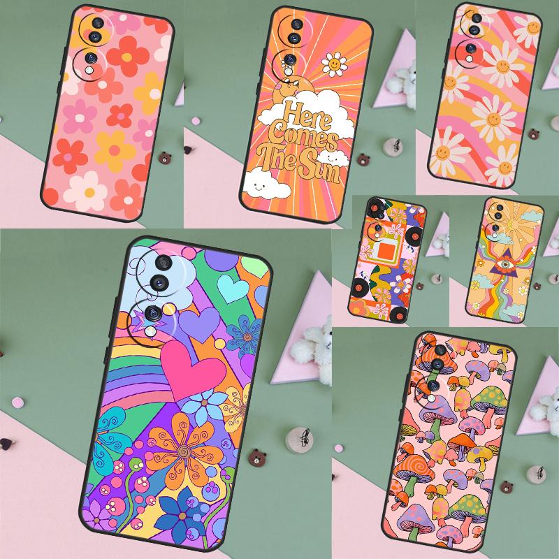 retro Groovy hippie boho rainbow Case For Honor Magic 8 6 7 Pro Honor 400 200 70 90 Lite X8b X8c X9a X9b X9c X9d Win RT Cover