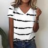 Summer Round Neck 3D Stripe Print T-shirts Fashionable Casual Short Sleeved Women's T-shirts