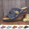 Summer Women Wedges Sandals Premium Orthopedic Open Toe Sandals Vintage Anti-slip Leather Casual Female Platform Retro Slippers