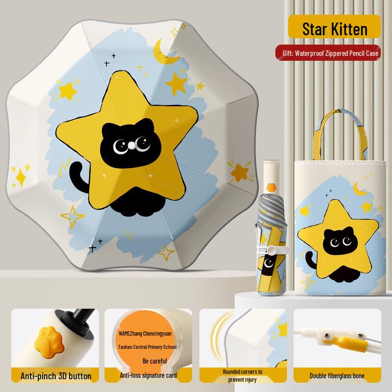 Автоматический складной детский зонт двойного назначения с кольцевой пряжкой – Защита от солнца для школьников и школьниц