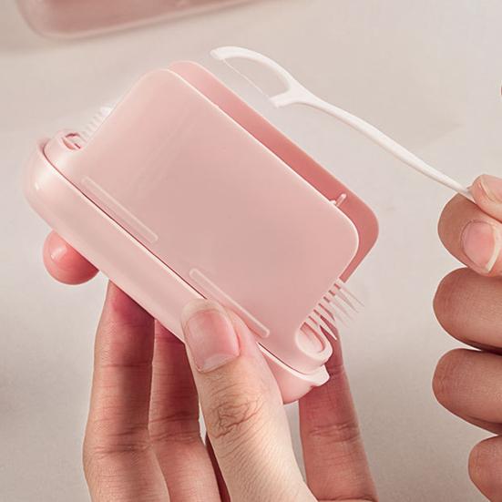 Portable Floss Pick Dispenser Automatic Pop-Up Dental Flosser Case Reusable Refillable Travel Floss Stick Holder Container Box