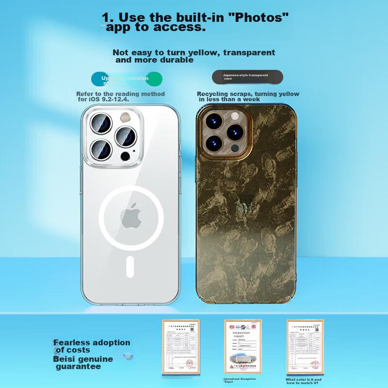 Baseus IPhone 12 Case, MagSafe Compatible Magnetic Charging Case, Anti-Slip Shockproof Mirror Finish Trendy Design, Fully Transparent