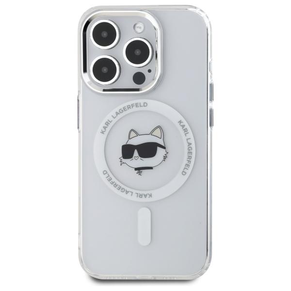 Karl Lagerfeld KLHMP15XHLSCHH iPhone 15 Pro Max 6.7" white/white hardcase IML Metal Choupette Head MagSafe