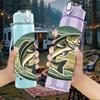 1PC Big Mouth Bass Fishing Animal Print 750ml Color Plastic Sports Water Bottle Leakproof Flip Straw Lid Suitable for Sports Office Home Use