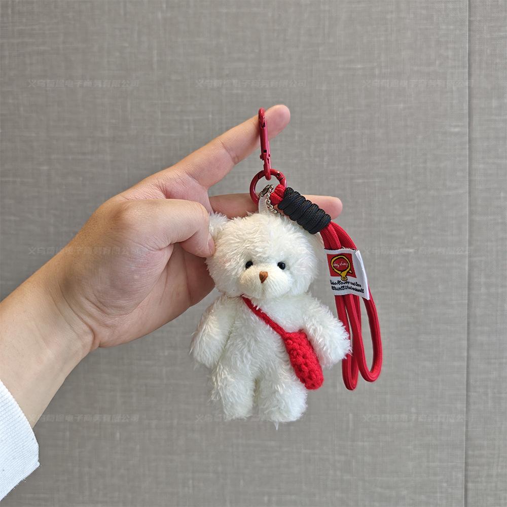 Teddy Bear Blush Plush Keychain Paw Phone Charm Doll Cute Stuff Animal Key Ring