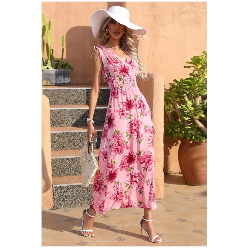 Летние женские платья больших размеров с v-образным вырезом, длинные платья с длинными рукавами в стиле «качели»