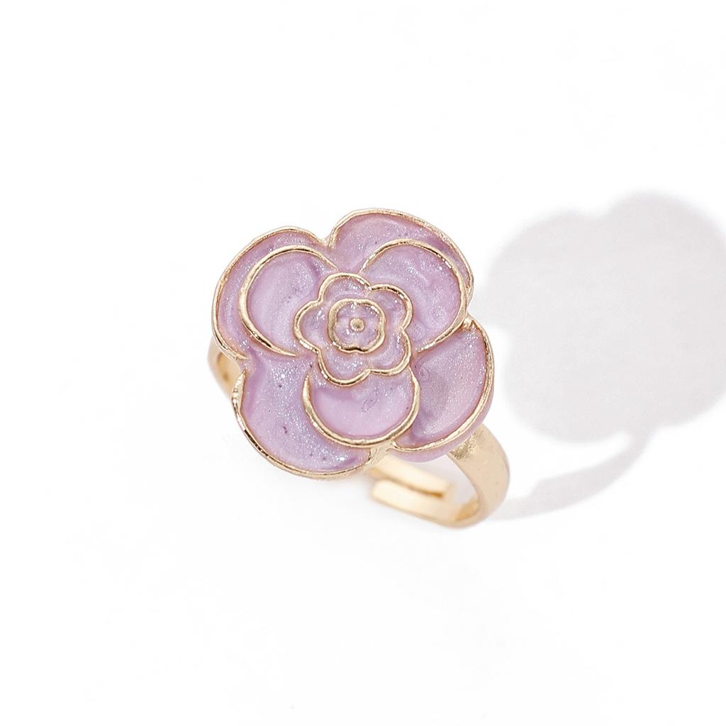 INS Style Oil Dropped Flower Rings, Fashion Versatile Minimalist Pearl Open Adjustable Hand Jewelry