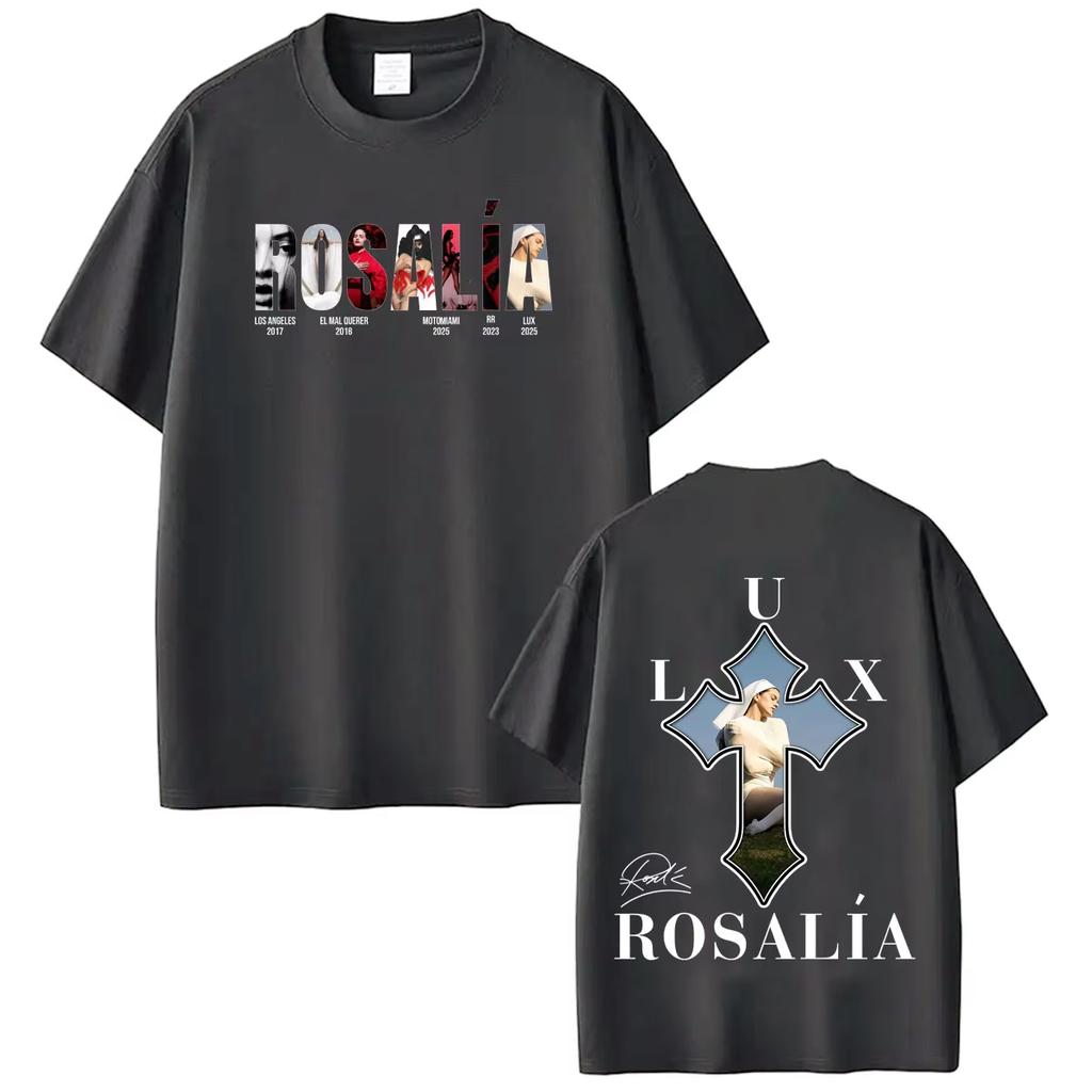 Singer Rosalia Lux 2026 Album Cover Tour Print T Shirts High Quality Cotton Oversized Casual Summer Unisex And Unisex TShirt