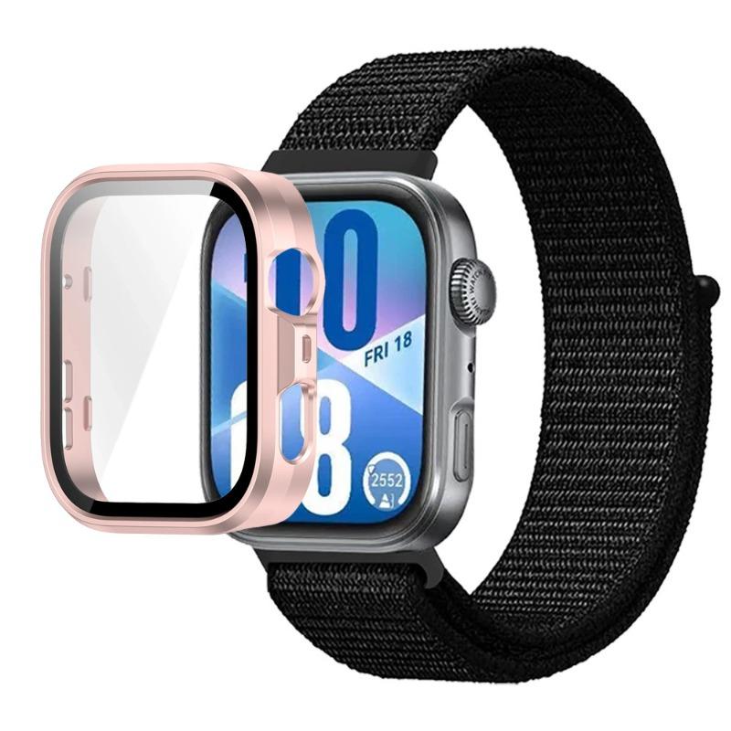 Нейлоновый ремешок + ПК-корпус для Huawei Watch Fit 3/4/4 Pro Защитный чехол от падения + Удобный дышащий браслет Ремешок Correa
