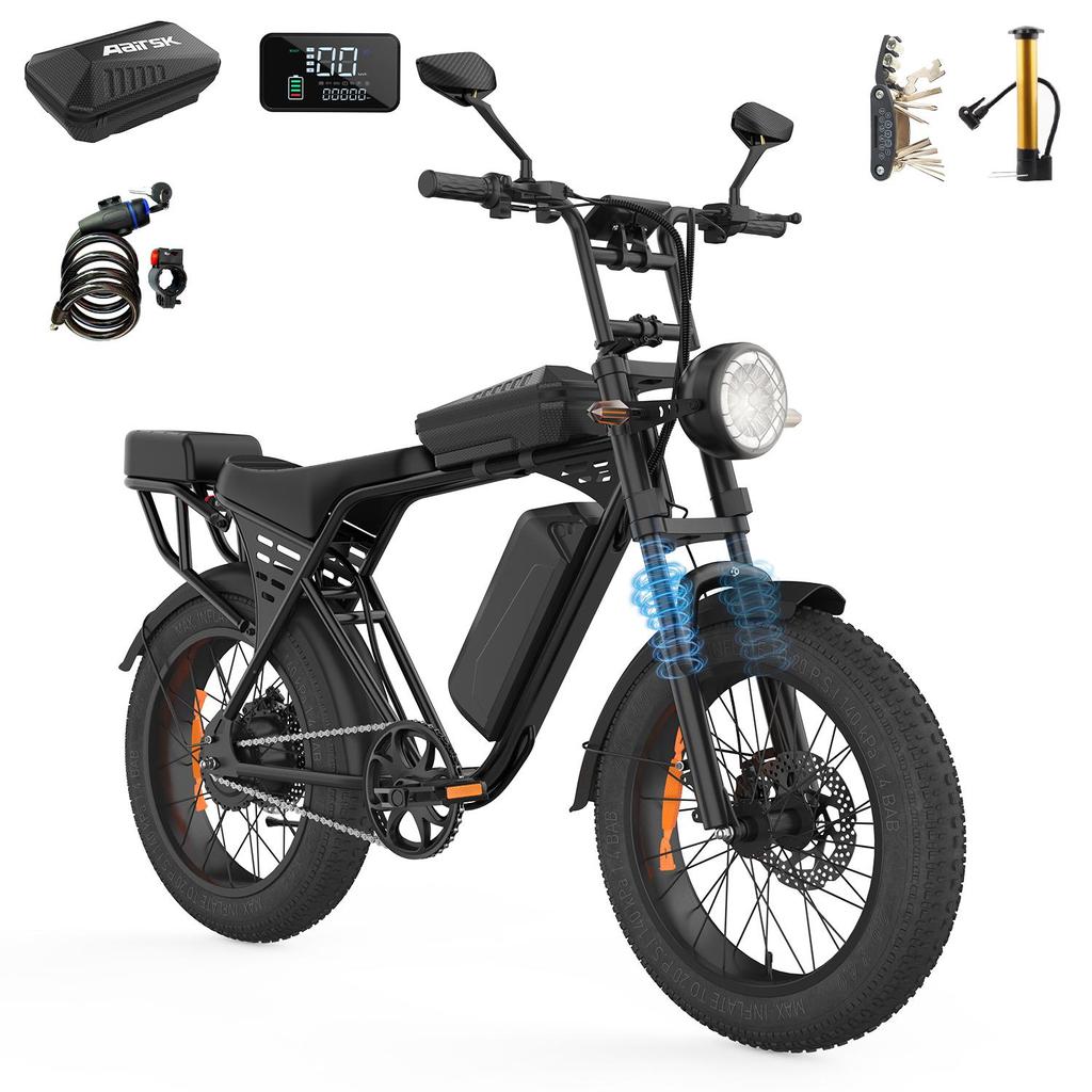 AAIRSK X5 Adult Electric Bike 750W Motor 48V15Ah Battery 20 Inch Fat Snow Tires All Terrain Off-Road E-Bike for Adult Commuting Outdoor Riding
