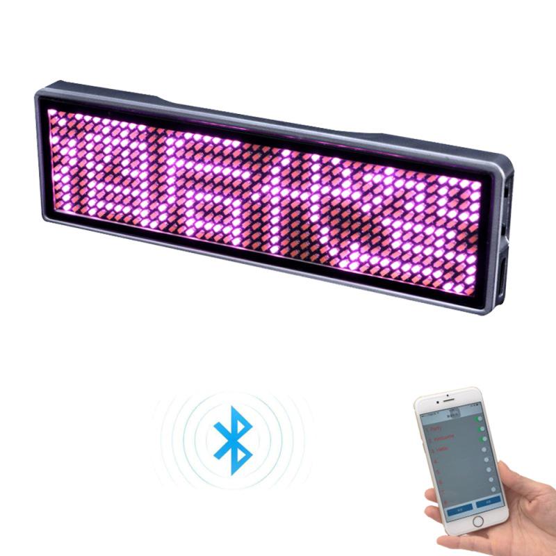 Светодиодный Bluetooth значок с экраном для визитки - Сменяемый текст, Бегущая строка, Мобильный адаптер, Идеально для идентификатора водителя такси.