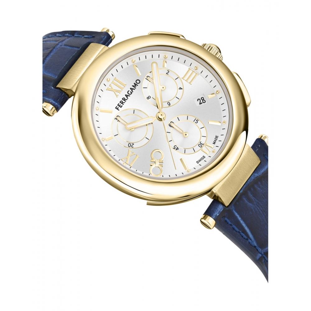 Salvatore Ferragamo Ferragamo Legacy Chronograph Watch Blue Gold Silver