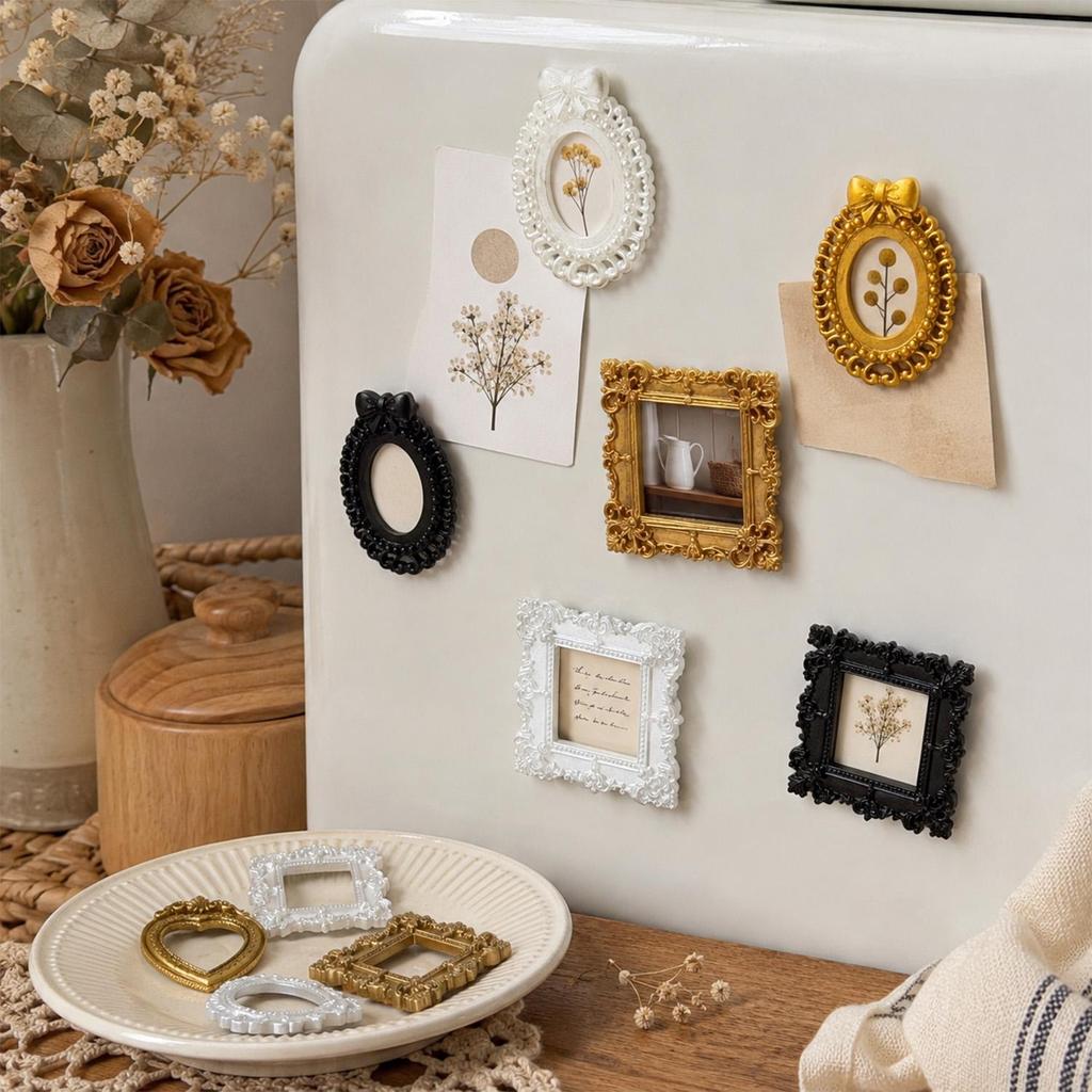 Vintage Resin Mini Picture Frames Gold White Photo Display Frame Photography Wall Decor for DIY Jewelry Crafts Christmas Wedding