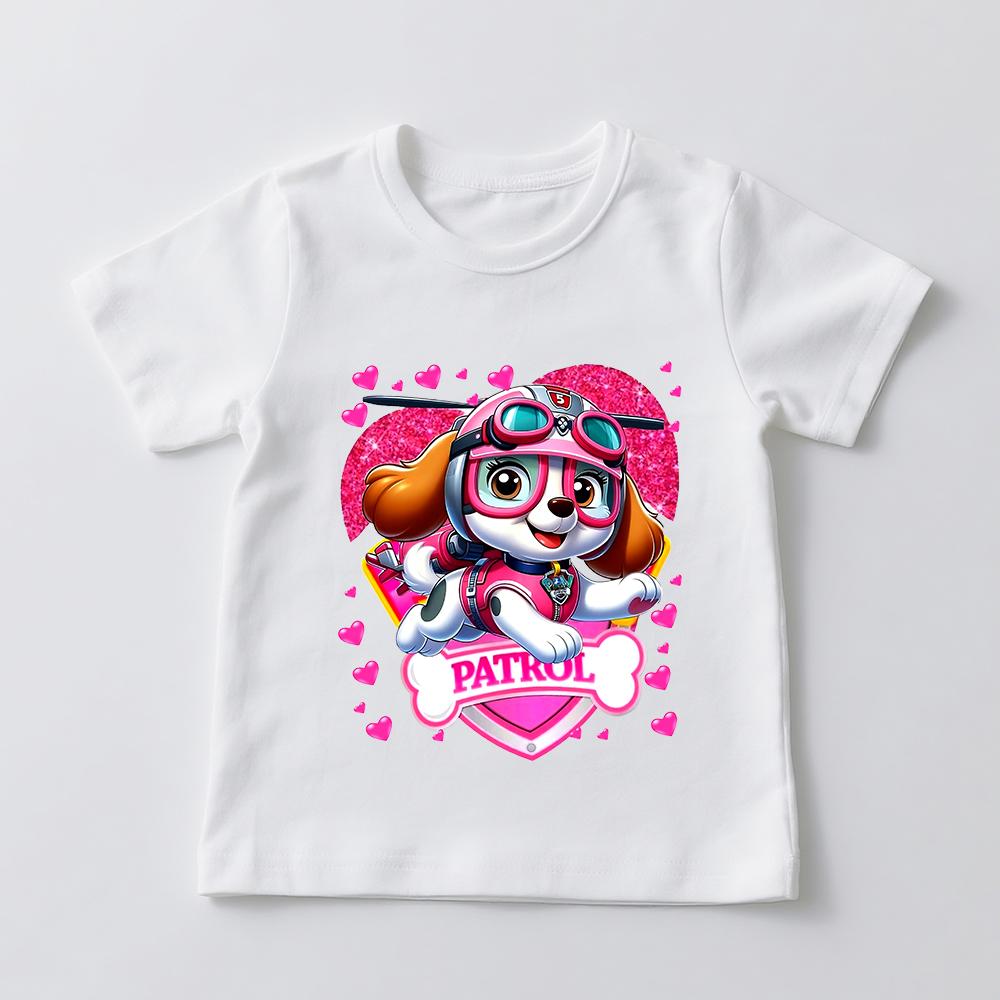 Kids Paw Patrol Skye T Shirt Girls Cotton Casual Summer Clothing Toddler Short Sleeve Tee Top