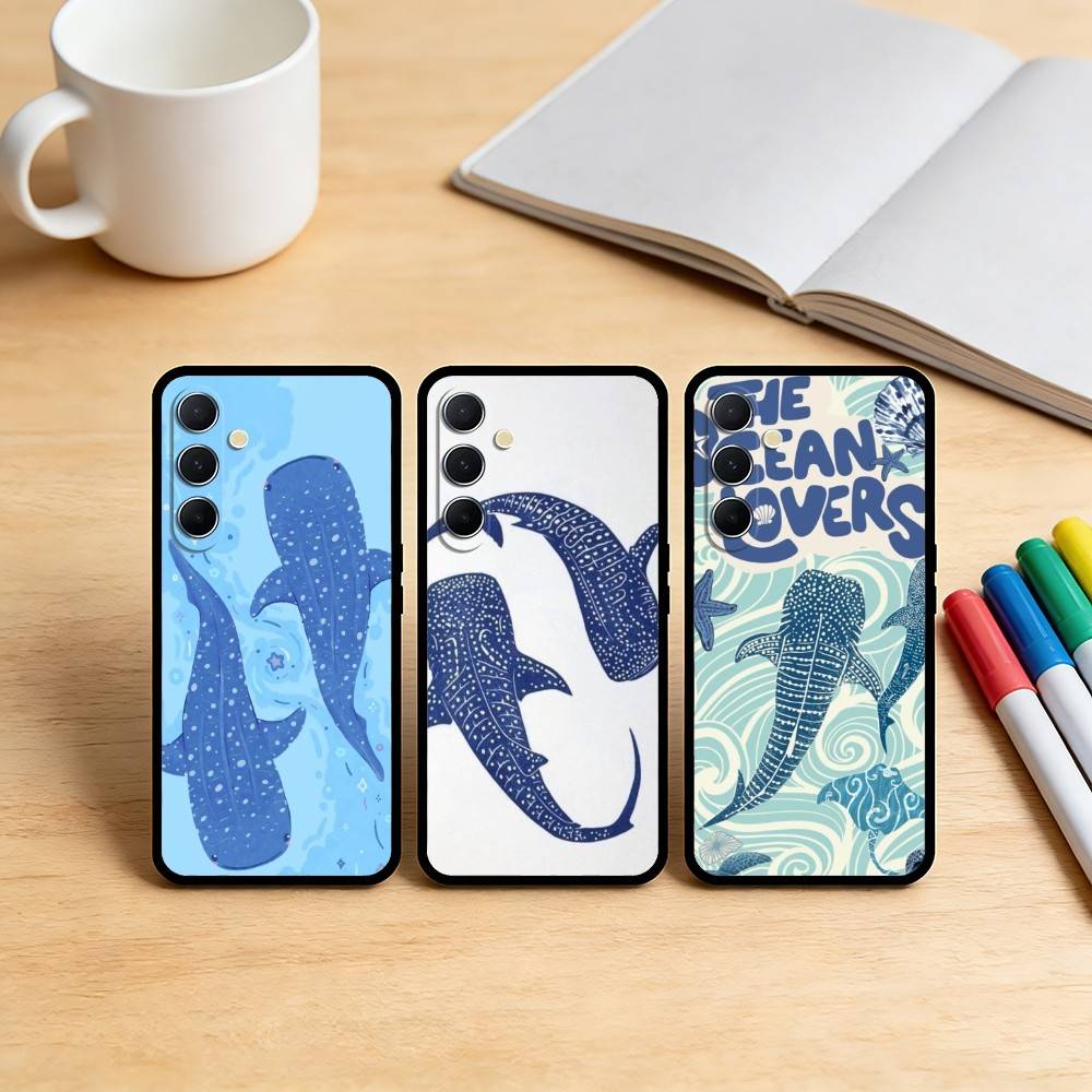 AAA Whale Phone Case For Samsung S25,S24,S21,S22,S23,S30,Ultra,S20,Plus,Fe,Note,10,9,5G Black Cover