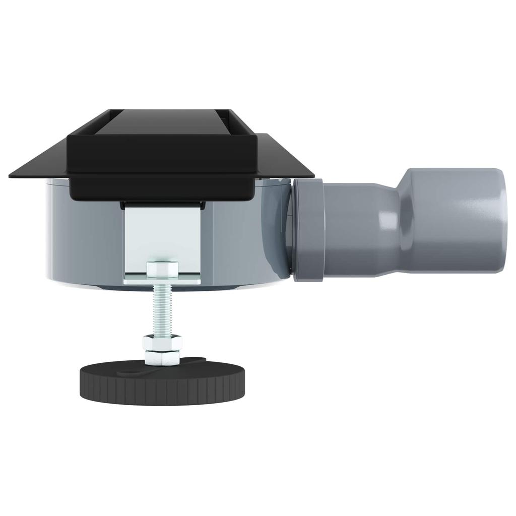 2 in 1 Shower Drain with 360 degrees Siphon Black 50 cm Stainless Steel 304