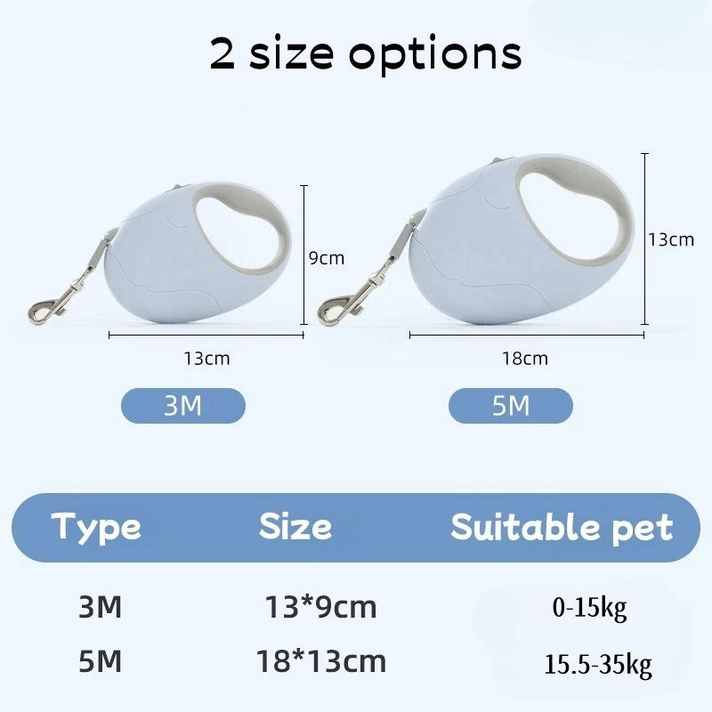 3/5 Meter Retractable Dog Leash Nylon Rope Puppy Walking Roulette Traction Lead One Click Lock Pet Dog Accessories