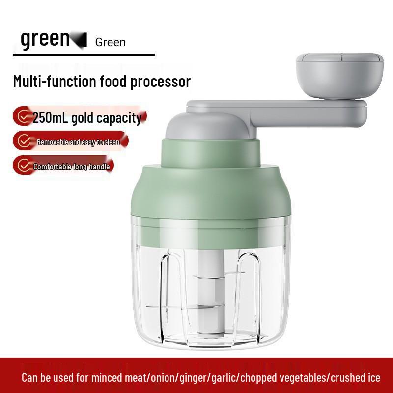 Compact Hand-Crank Garlic Press & Peeler with Adjustable Speed