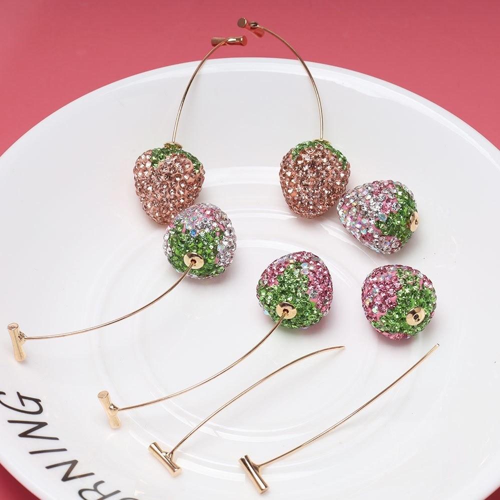 1Pair Shiny Stud Earrings Set Rhinestone Fruit Pendant Earrings Party Decoration