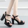 High Heels Sandals, Thick Heels, Waterproof Platform, Thin Strap Combination, Summer Soft Leather, Comfortable and Height Increasing Women's Shoes