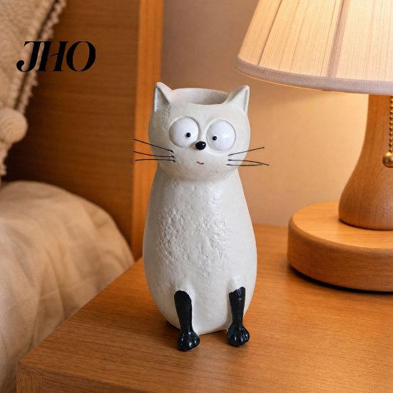 Cat Lover Gift Vase for Flowers, Quirky Flower Desk Decoration and Bookshelf Display, 3D Decorative Vases Home Office Styling Giving, Resin