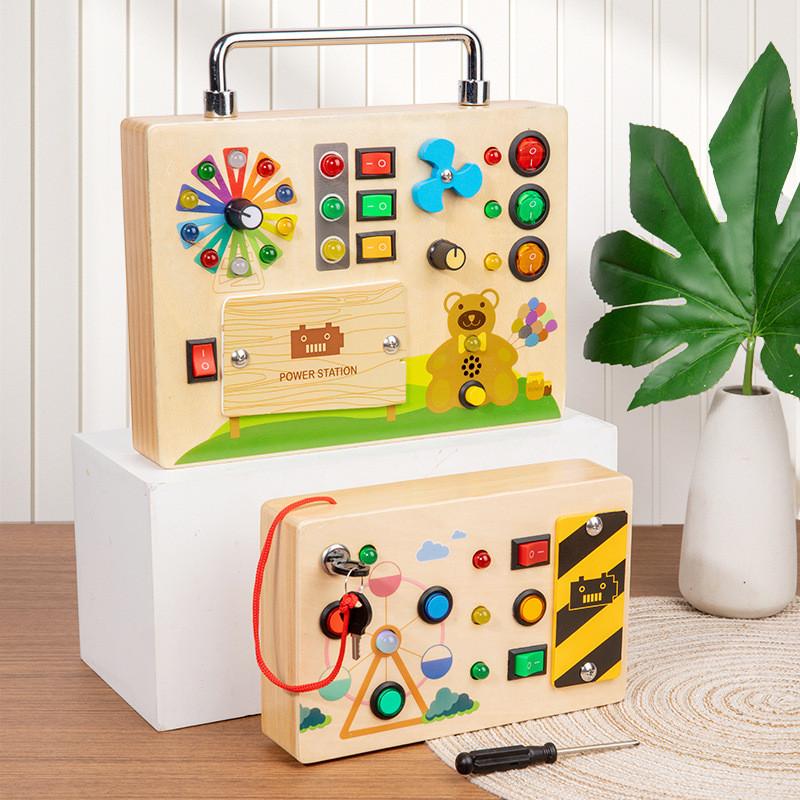Wooden Switch Game Board Children Puzzle Toy Set With Led Lights For Preschool Early Education And Interest Cultivation