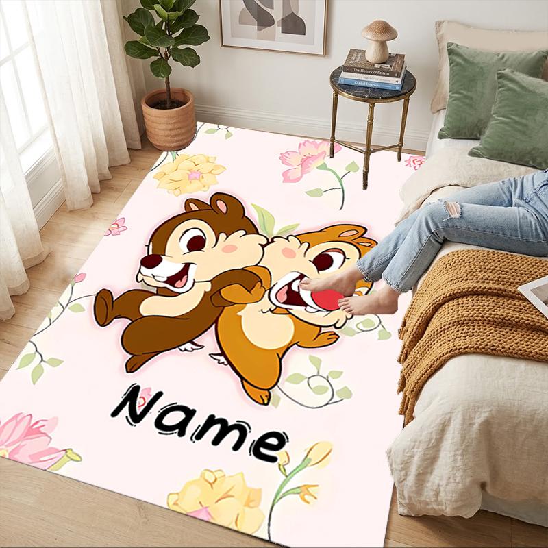 Custom Name Chip Dale Adventure Living Room Non-Slip Area Rug Soft Carpet for Bedroom Kids Playroom Sofa Office Home Decor Doormat