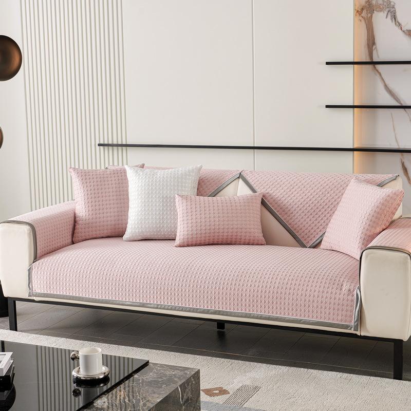 Summer Sofa Cushion Solid Color Light Luxury Cold Summer Mat Cushion Non-Slip Summer Sofa Cover High-End Cloth Liner