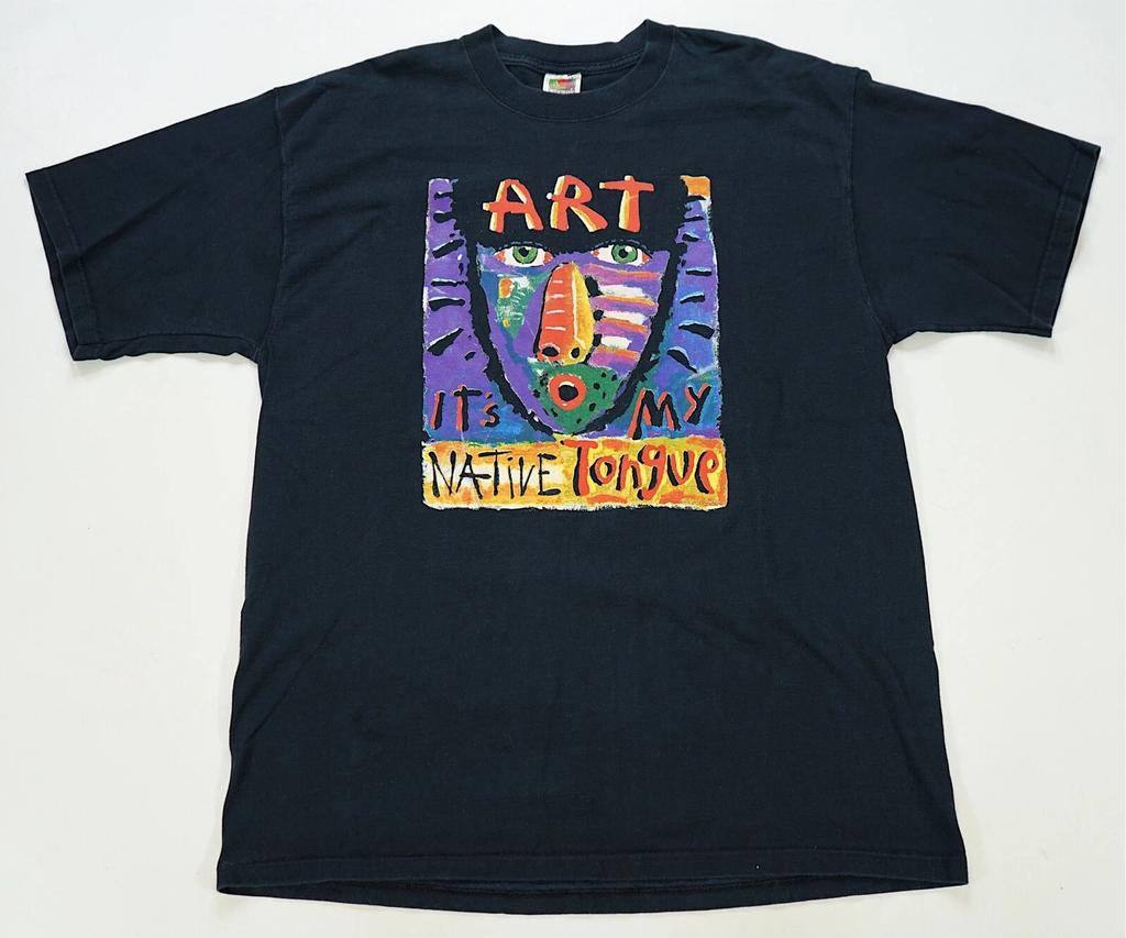 Rare Vintage Art It’s My Native Tongue Face Artwork Graphic T Shirt 90s Black XL